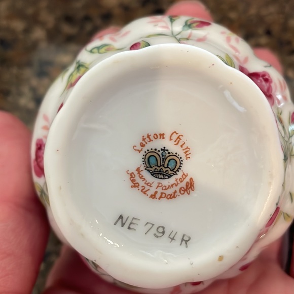 Vintage Lefton Rose Chintz Miniature Cream and Sugar set Pink Gold Trim Complete - Picture 11 of 13